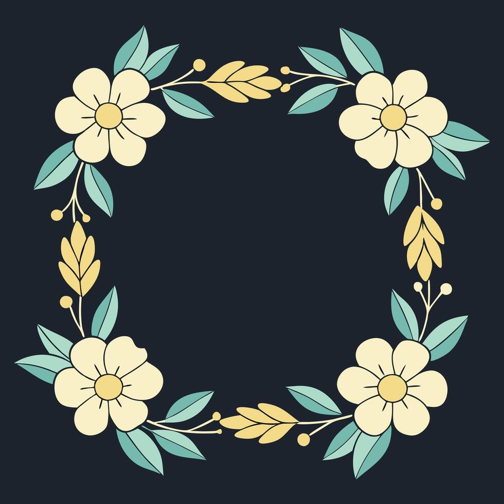 floral frame on black background vector