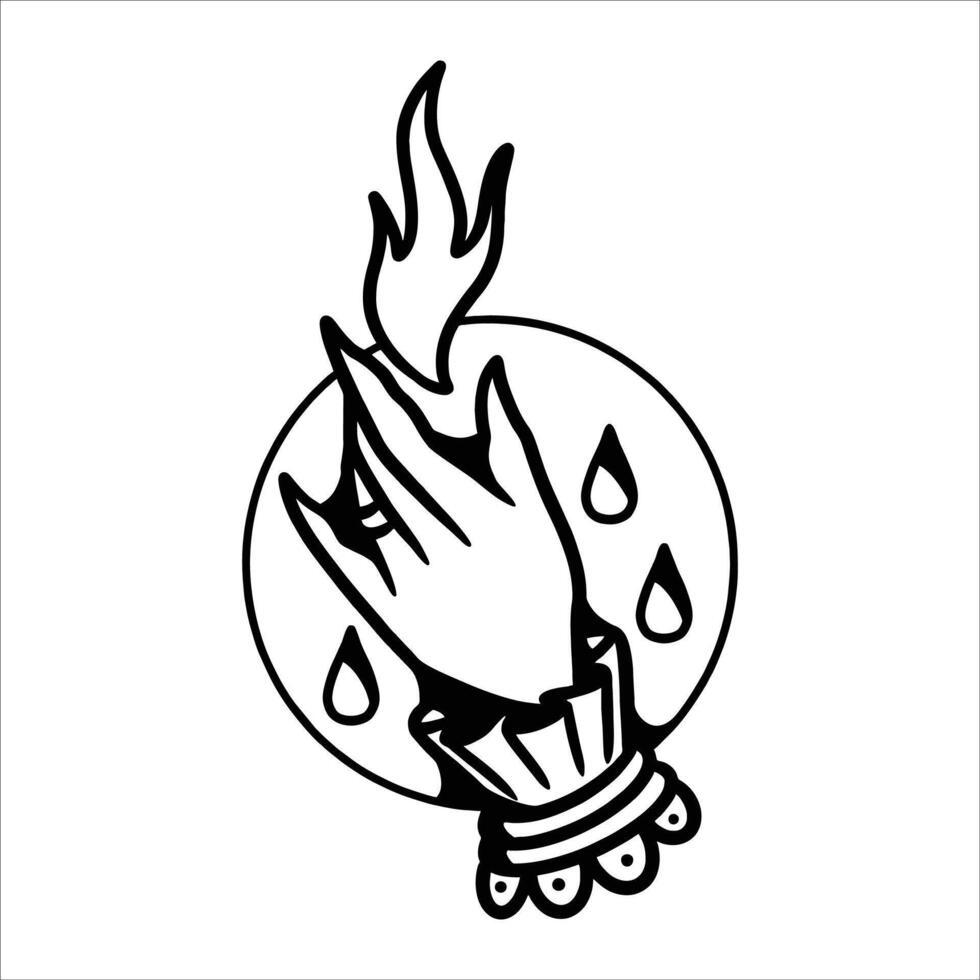 wirch hand tattoo design vector