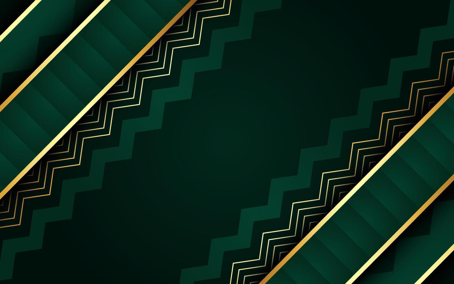Green gold luxury zig zag background vector