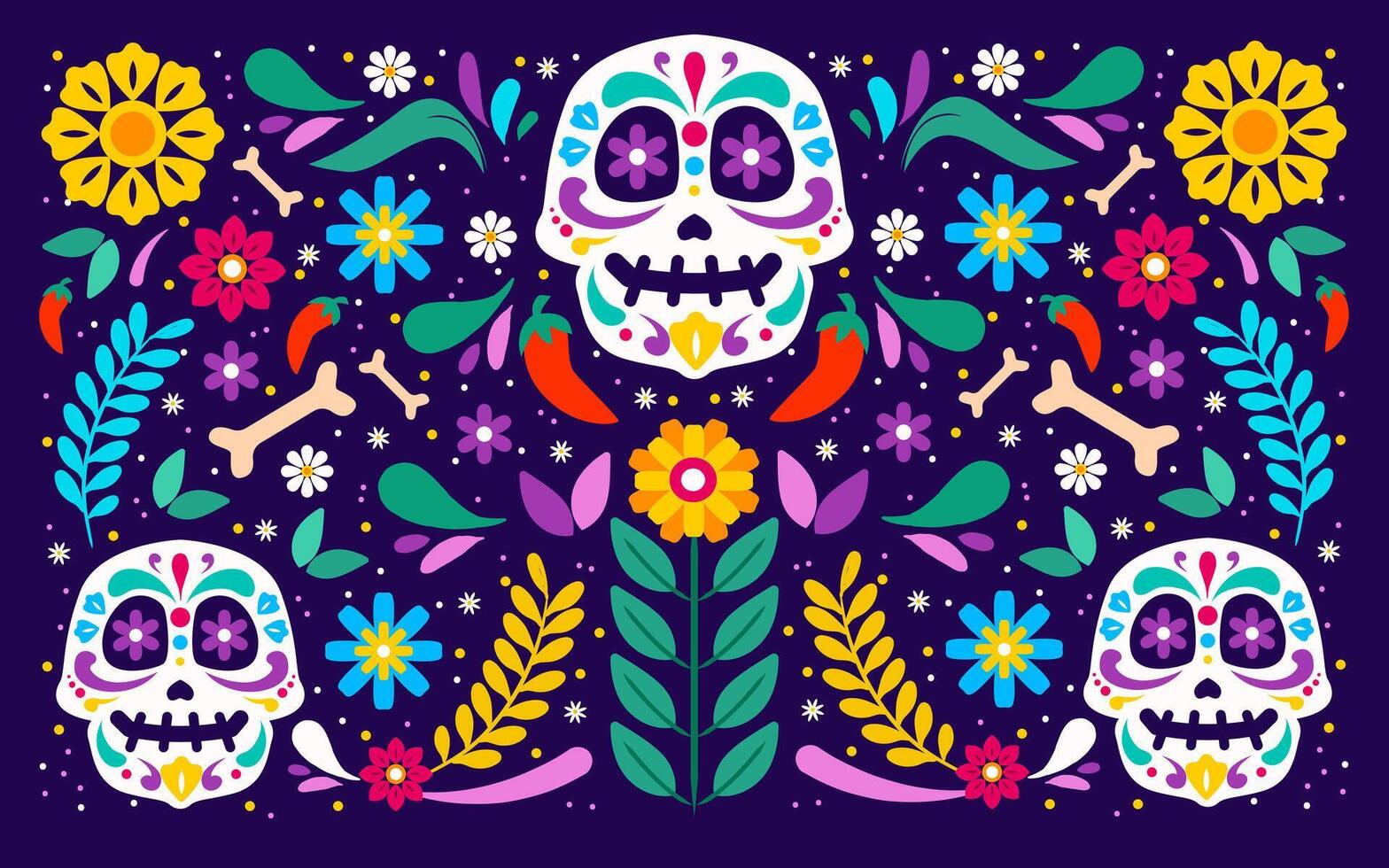 Hand drawn background for dia de muertos celebration vector