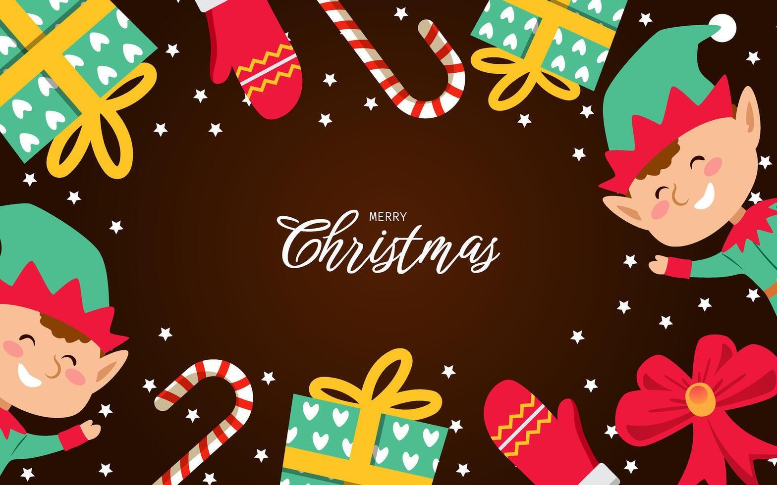 Flat hand drawn Merry Christmas Background Element vector