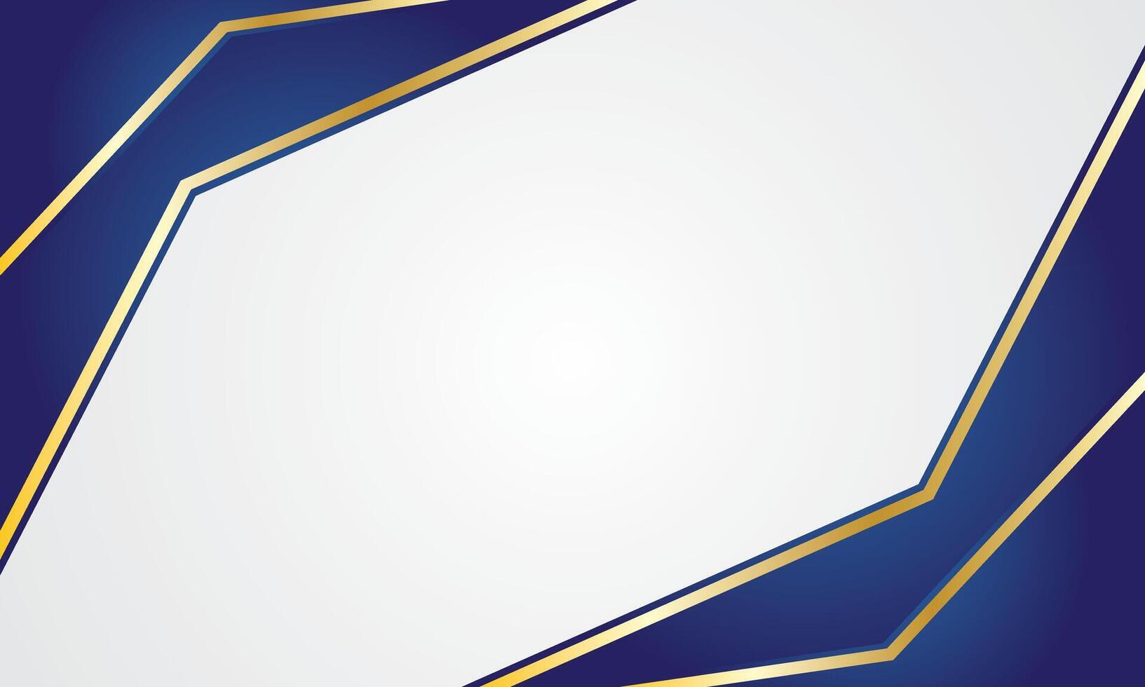 Blue geometric abstract banner background with gold lines vector