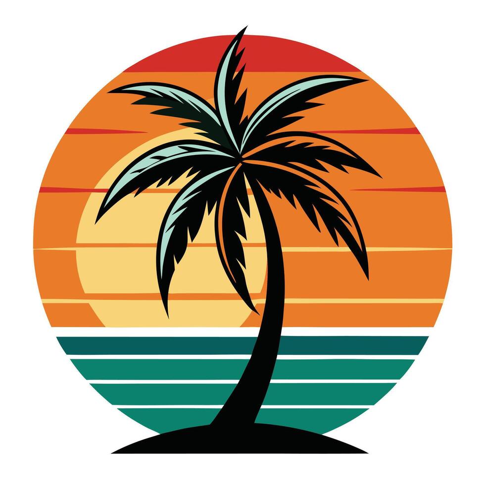 Summer Holiday Tropical Sunset With Palm Trees eps vector