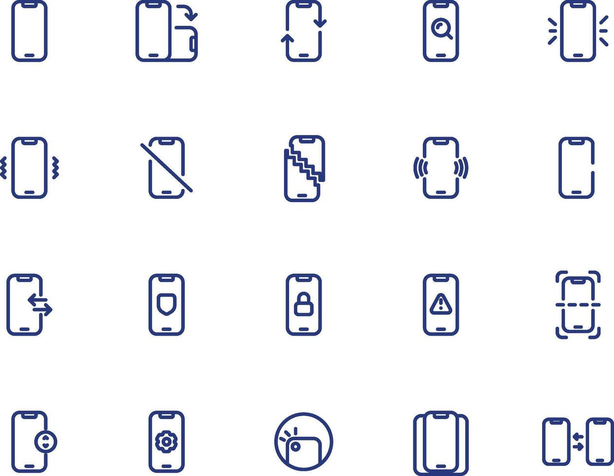 Set of smartphone icon outline style in blue color vector