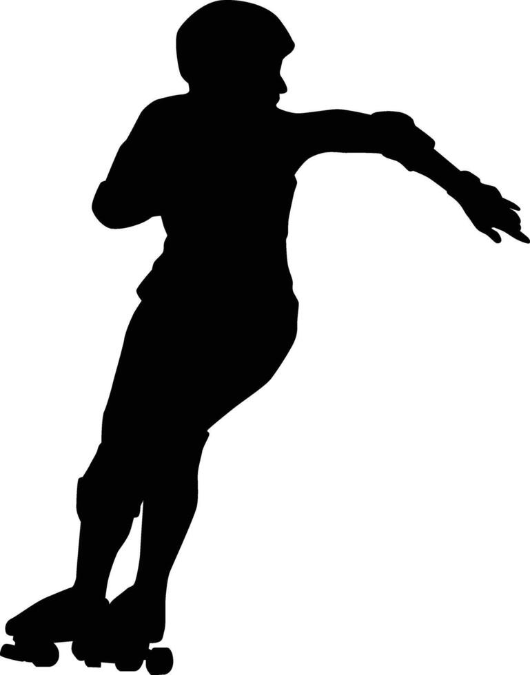 Roller derby player pose silhouette illustration vector