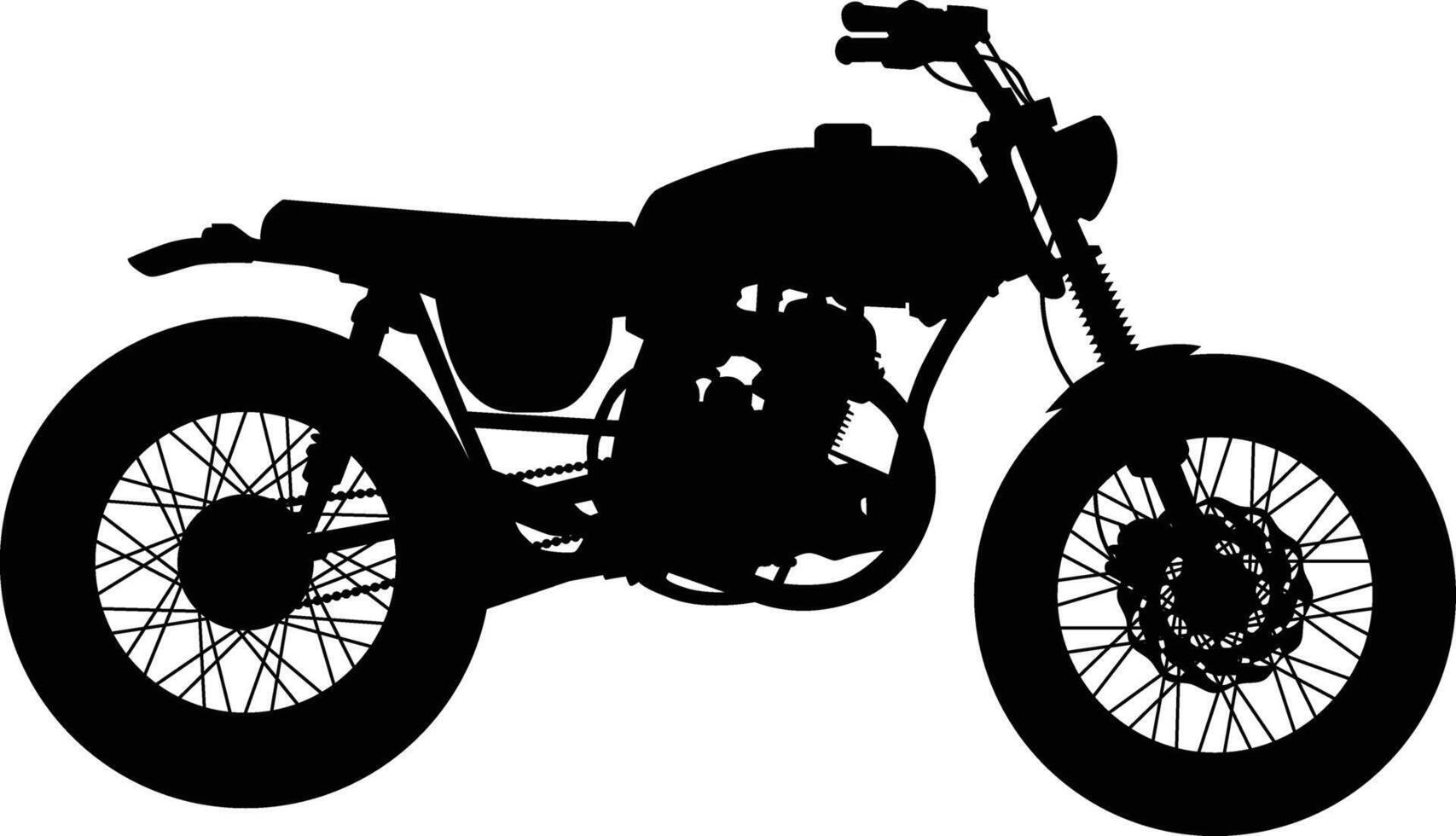 Tracker style motorcycle side view silhouette illustration vector