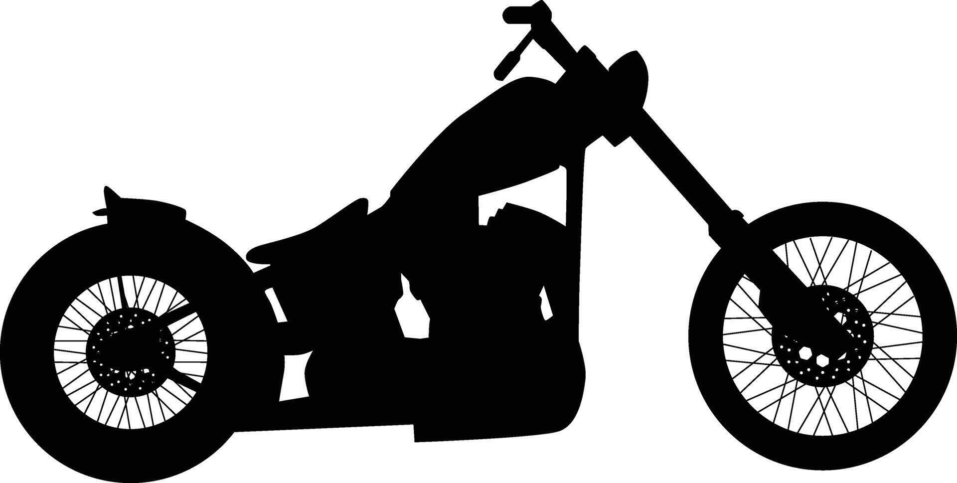 Chopper style motorcycle silhouette side view vector