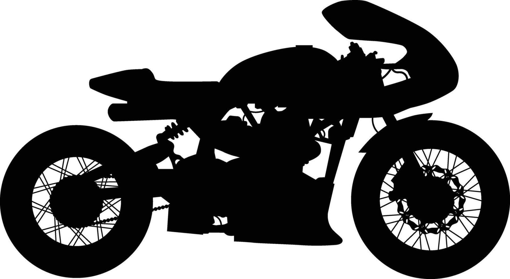 Cafe racer style motorcycle side view silhouette illustration vector