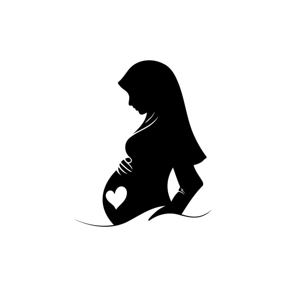 a design with silhouette art, a picture of a pregnant Muslim woman, Mother's Day vector