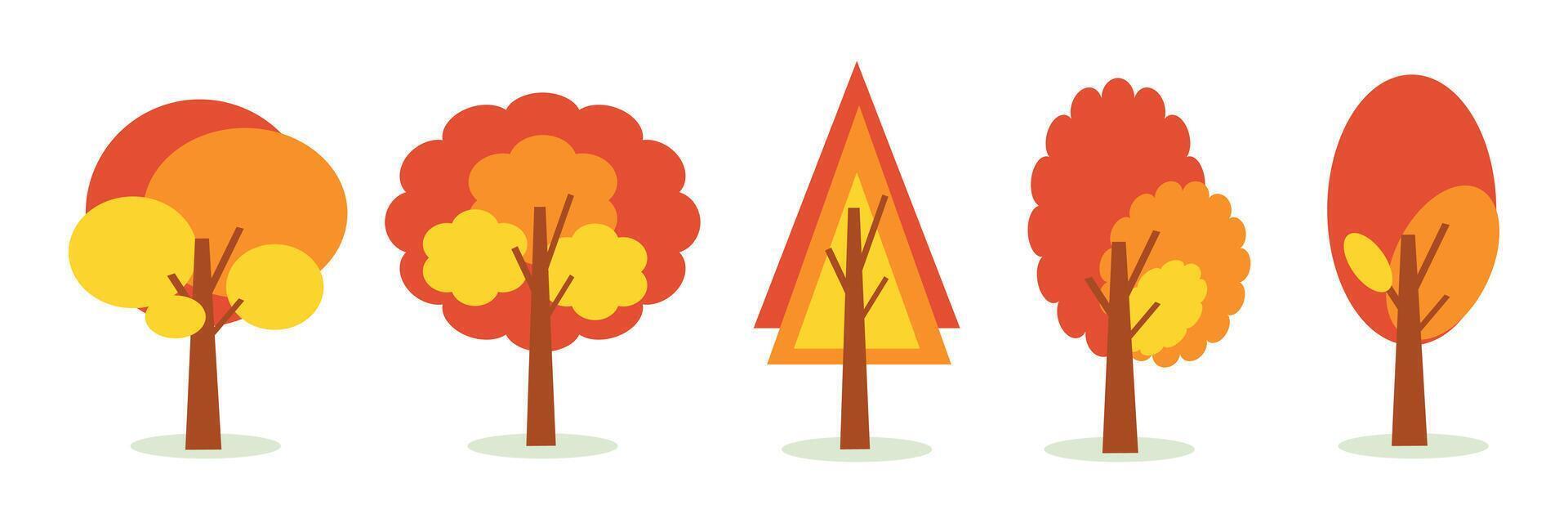 Fall season trees for parkor garden set, Ecological elements, and environment elements vector
