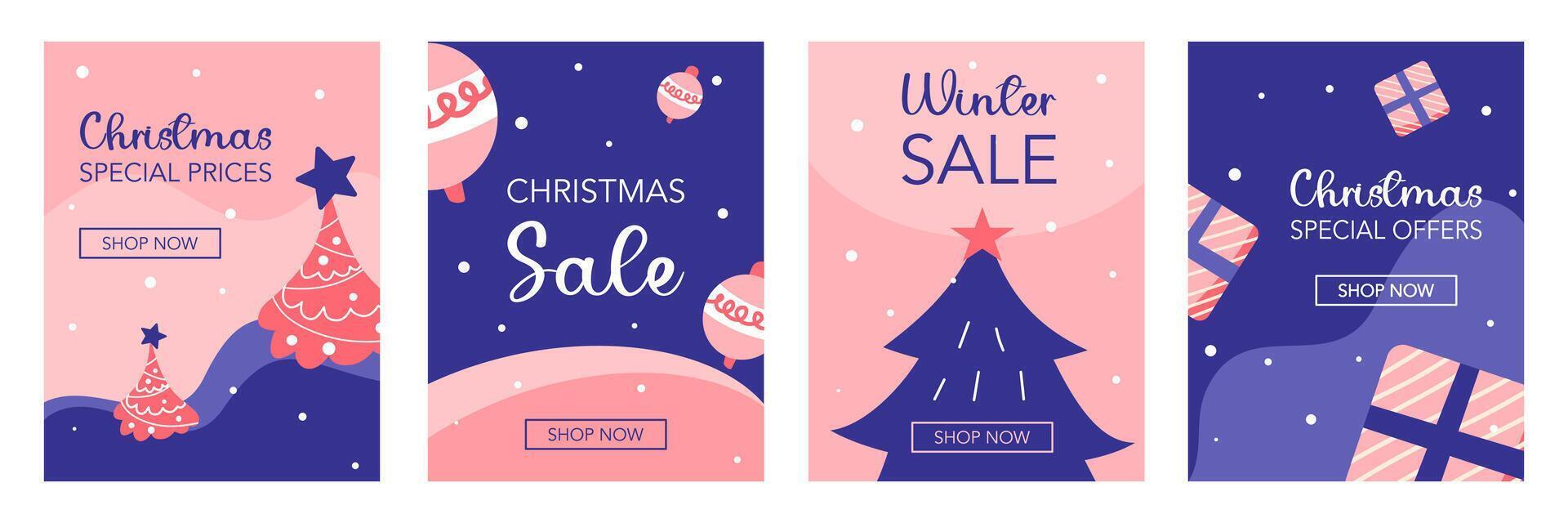 Merry Christmas and Happy New Year Background Template collection vector