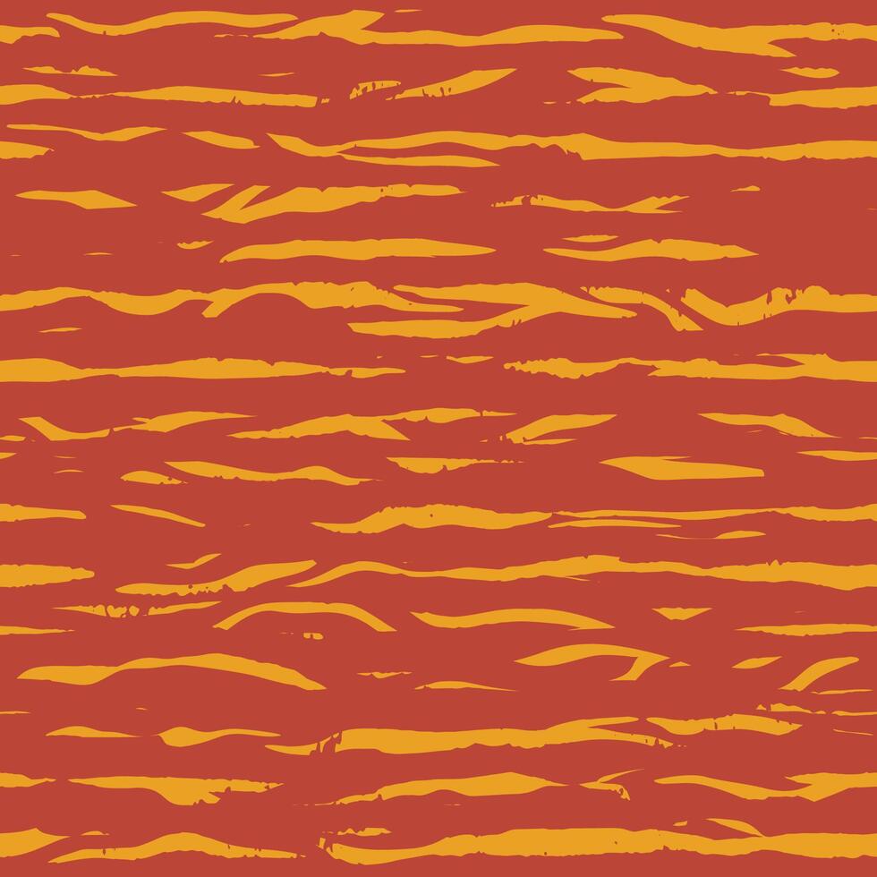 Red background with horizontal aged grunge stroke. Seamless striped dry brush pattern for printing on fabric, wallpaper or textile vector