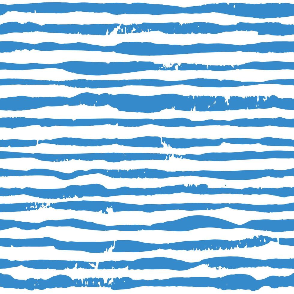 Grunge seamless pattern with blue brush strokes marine background with Stripes. Texture with horizontal painted stripes vector