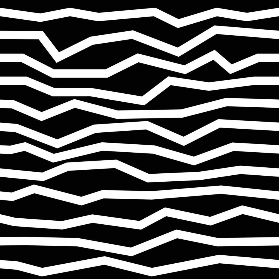 Seamless zigzag line pattern. White horizontal zig zag lines. Polygonal line striped and distortion monochrome texture. Waves of different thickness vector