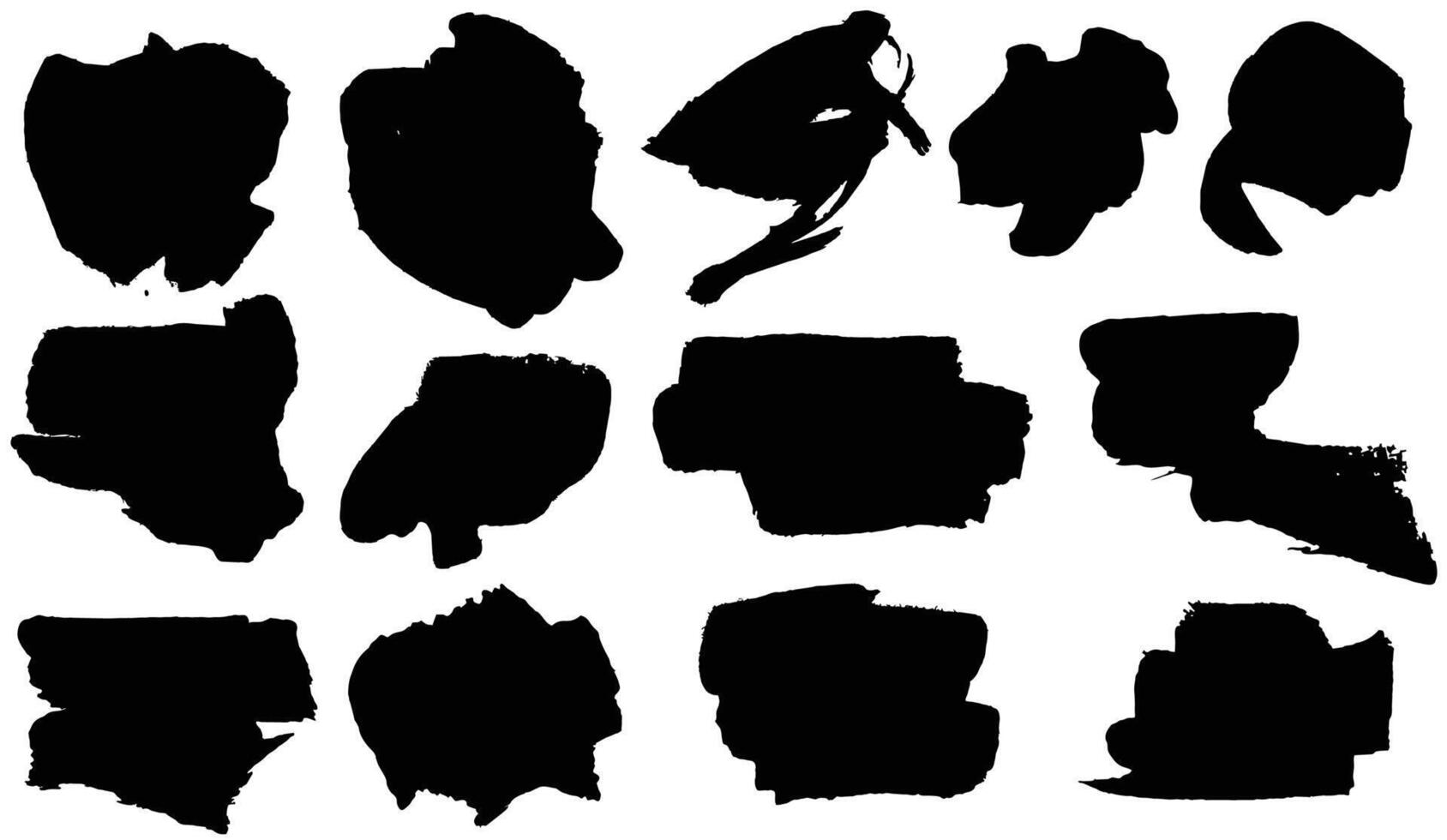 Black smears paint, ink brush strokes, brushes, lines. Dirty artistic grunge ink banner. Border design elements, text frames vector