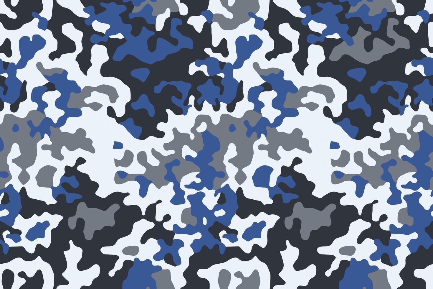 Military blue camouflage, seamless texture. Camo pattern for sporty clothing, fabric print vector