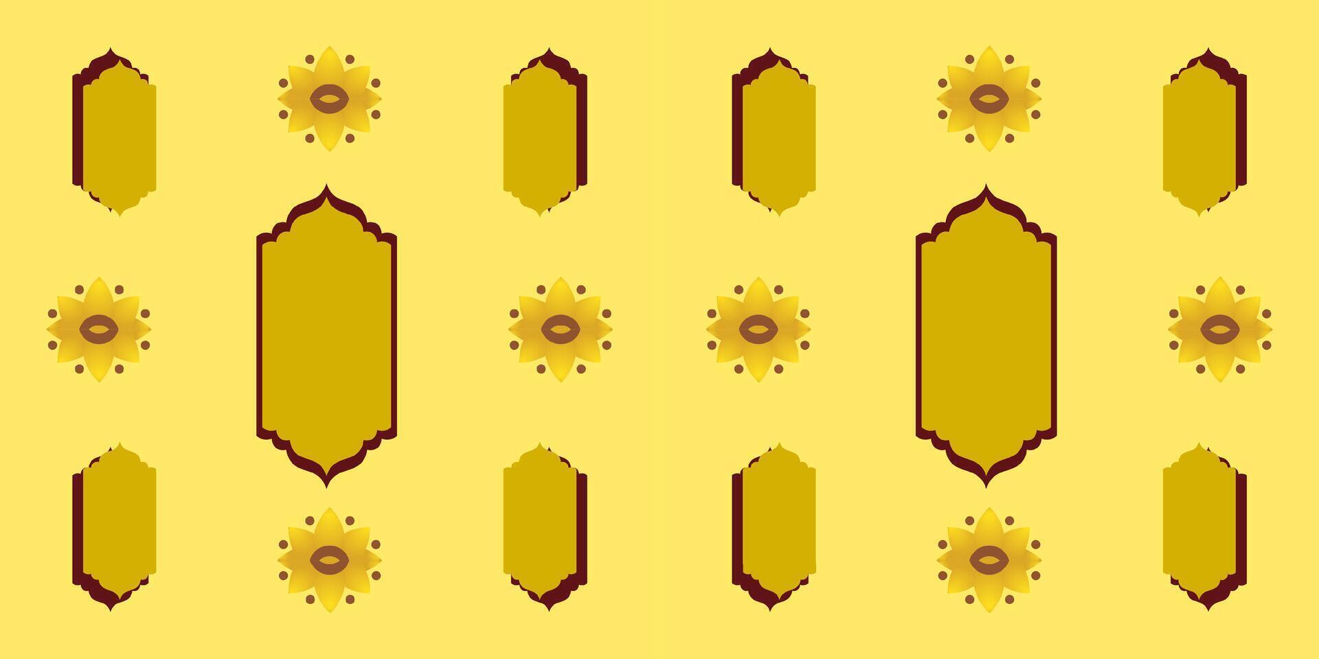 Diwali Element Seamless Pattern in Yellow Theme. vector