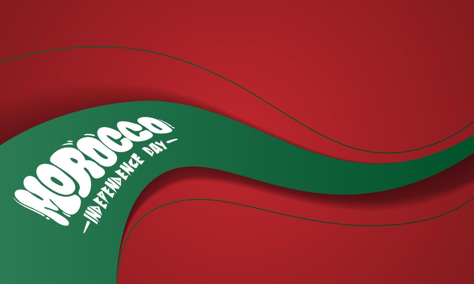 Morocco independence day template design with waving green on red background. Morocco national background vector