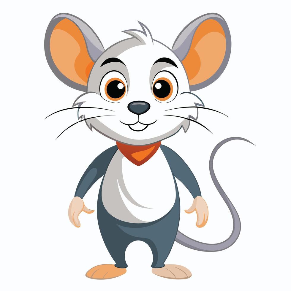Cartoon mouse with orange collar and blue eyes vector