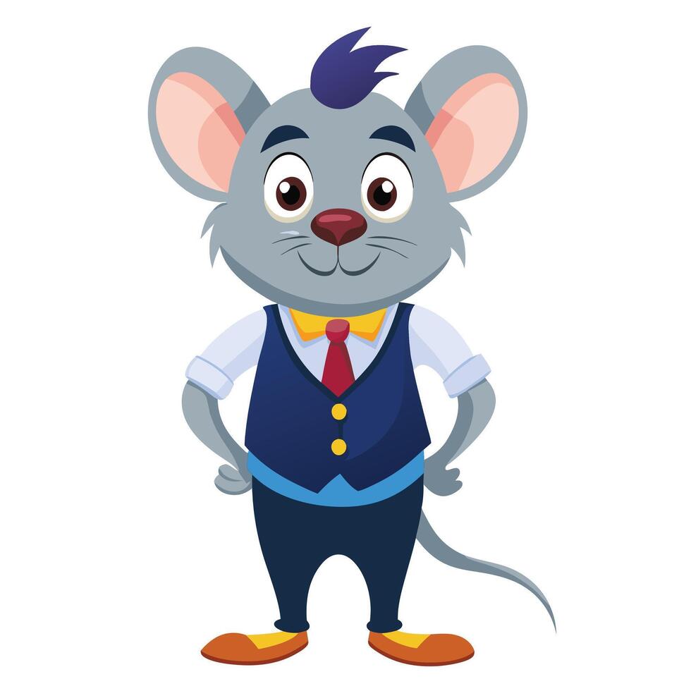 Mouse in a suit and tie illustration vector