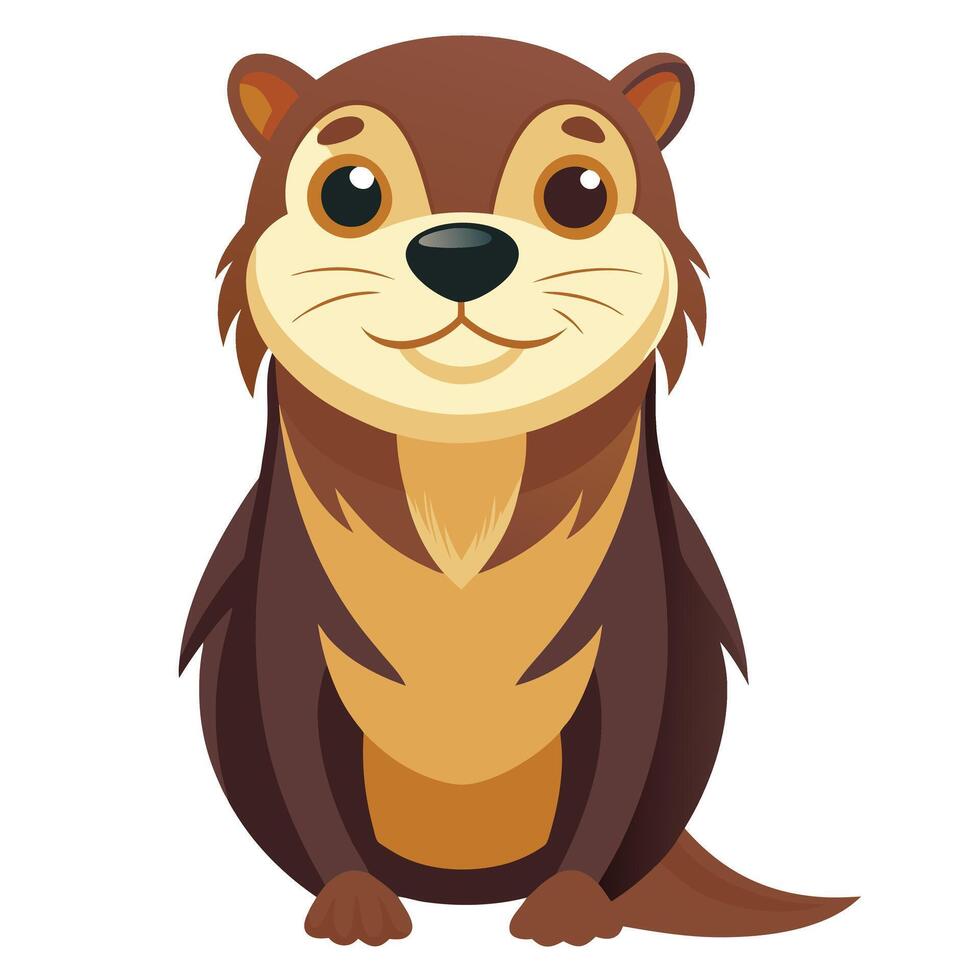 An otter is sitting on a white background vector