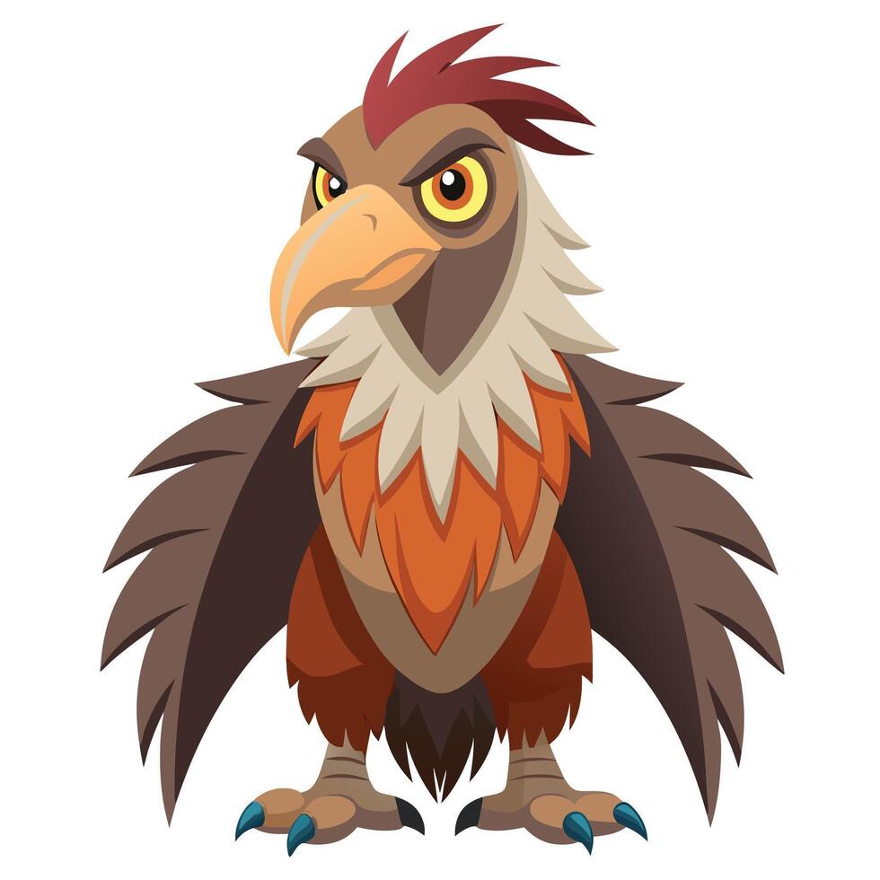 A cartoon bird with a long beak and large wings vector