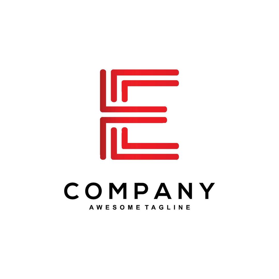 Ethereal E logo design with red color vector