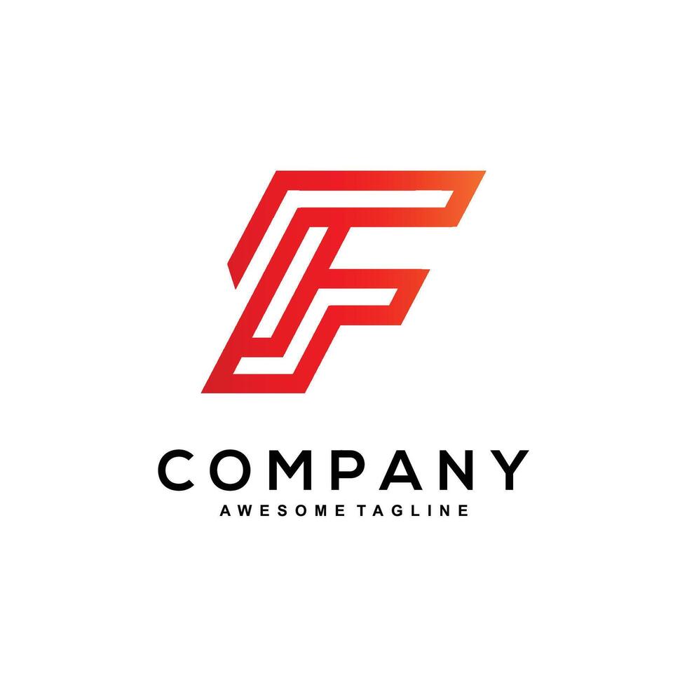 Clean F logo with balanced symmetry vector