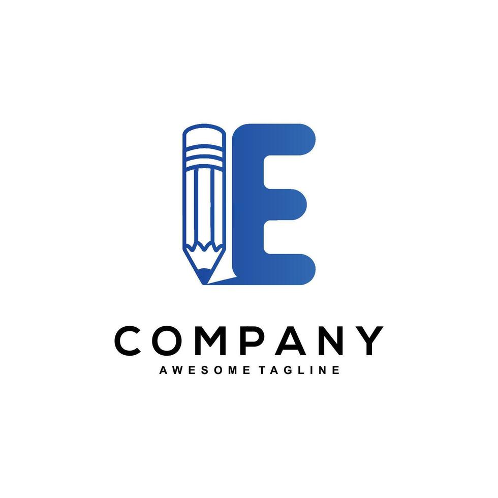 E logo design with pen vector