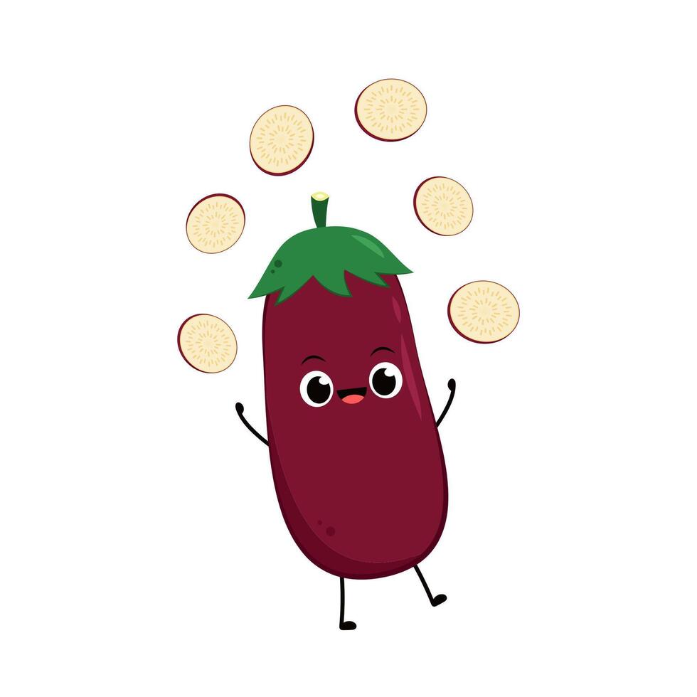 Eggplant on white background. Eggplant character design. vector