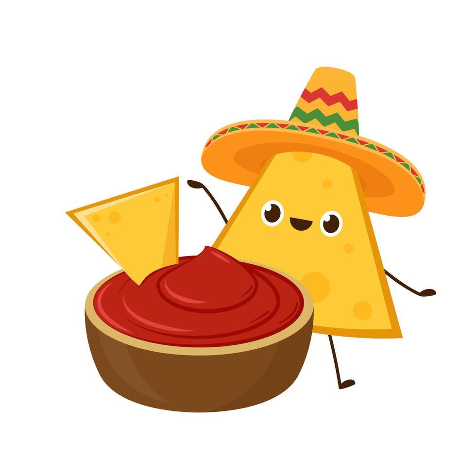 Nacho character design. Nachos on white background. vector