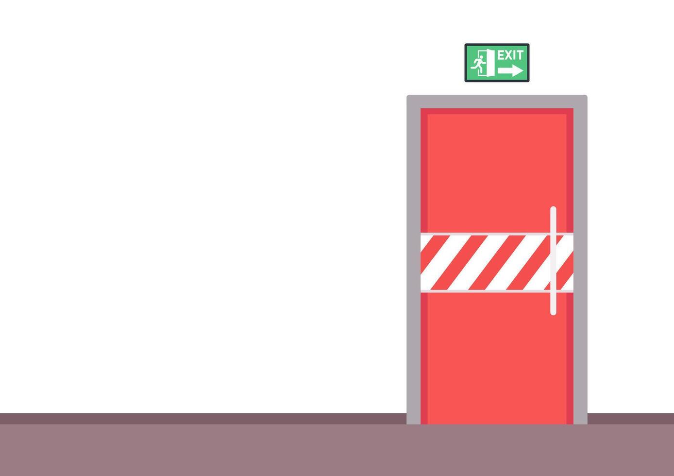 Fire door . Fire alarm cartoon . Fire alarm system. Fire equipment. illustration in flat style. Exit door. vector