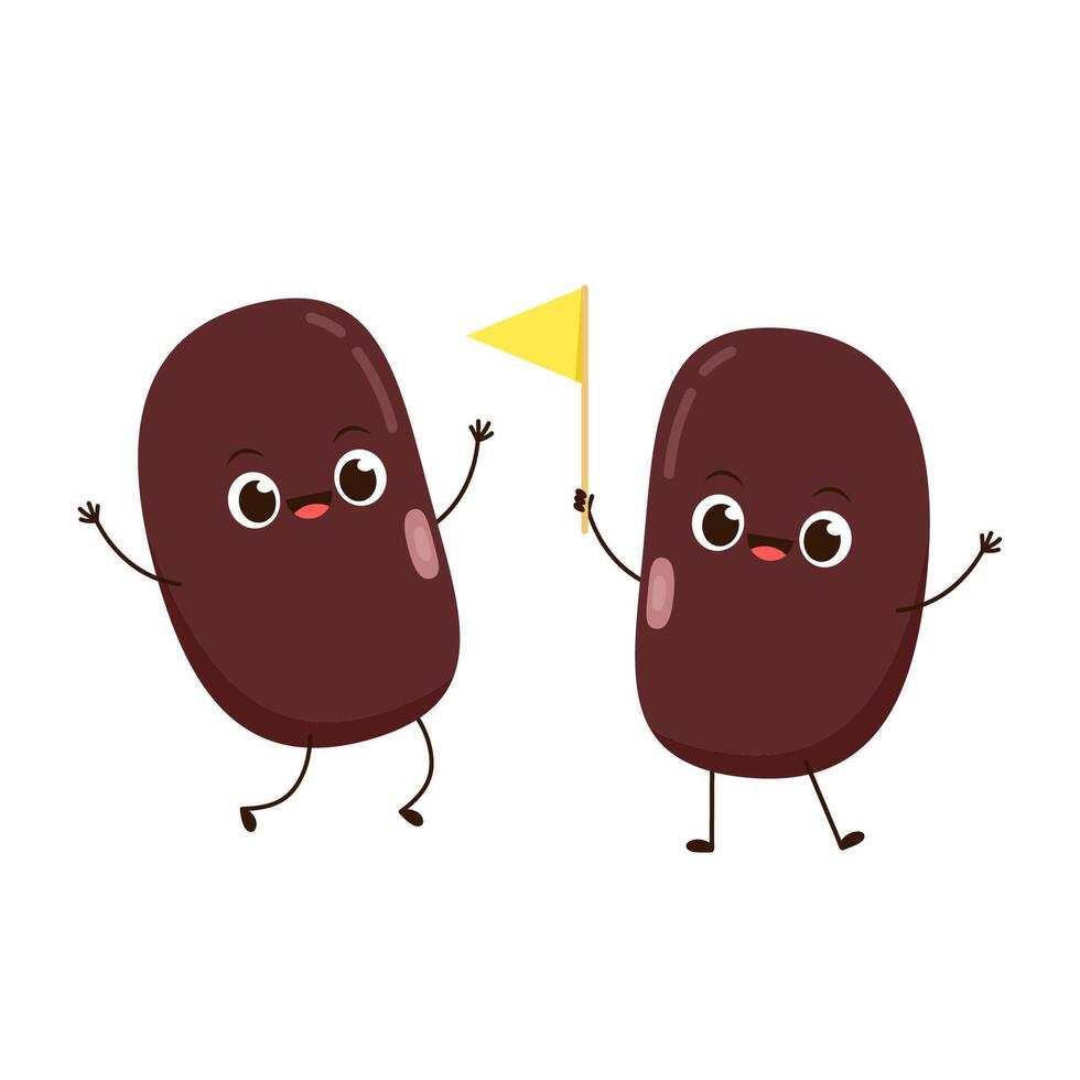 Kidney bean character. Kidney bean on white background. vector