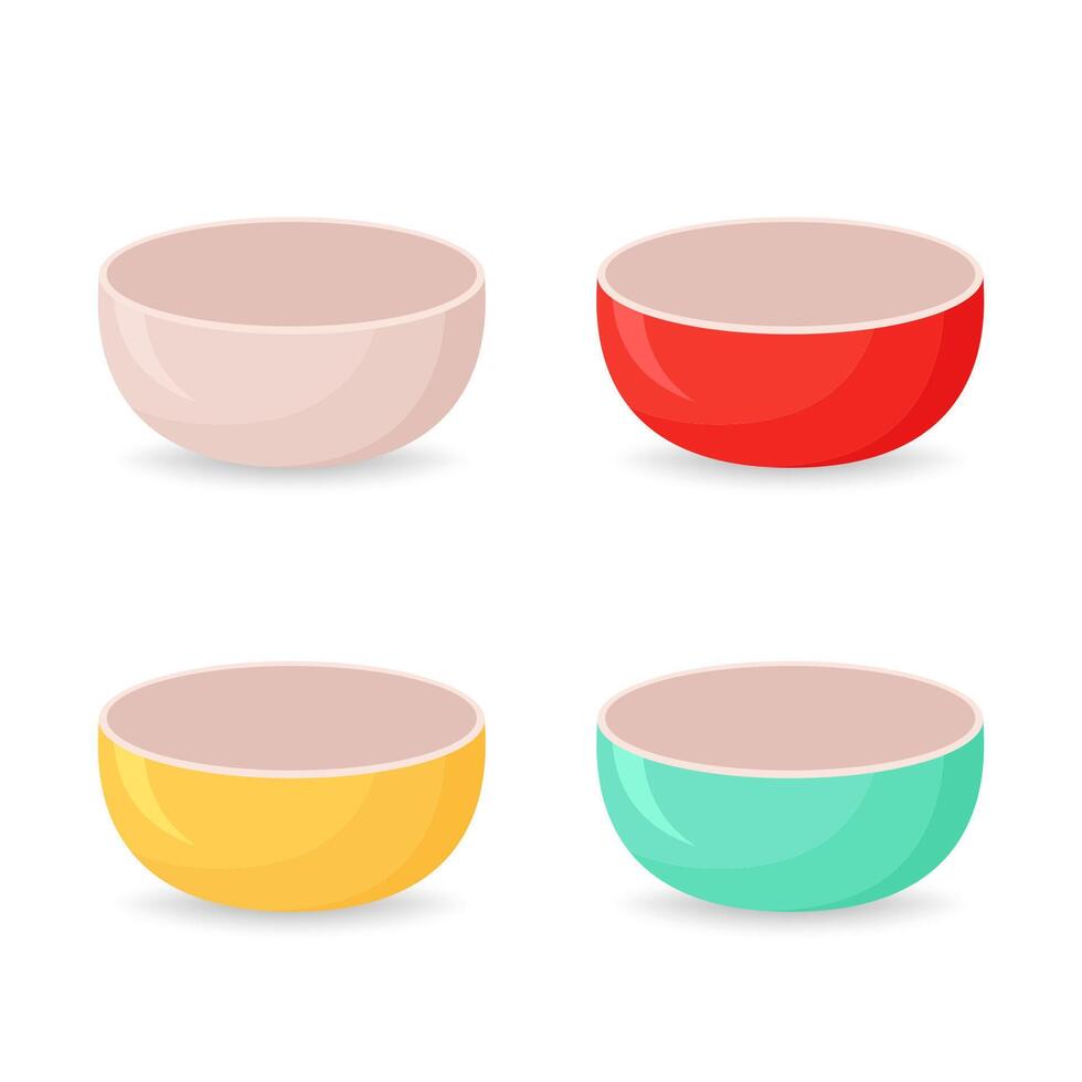 Bowl on white background. bowl set. vector