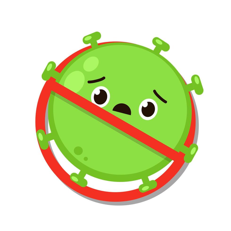 Bacteria cartoon . Covid-19. Coronavirus stop sign. Coronavirus is crossed out with red STOP sign. Virus corona vectors. vector