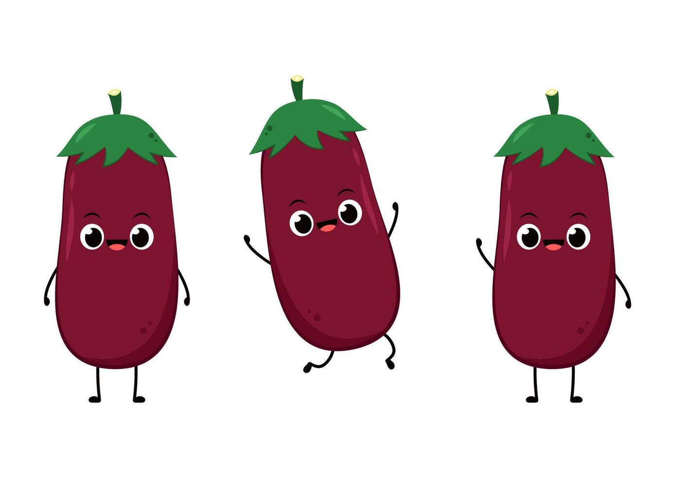 Eggplant on white background. Eggplant character design. vector