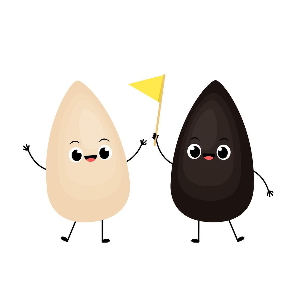 Black and white sesame seed character. Sesame seed on white background. vector