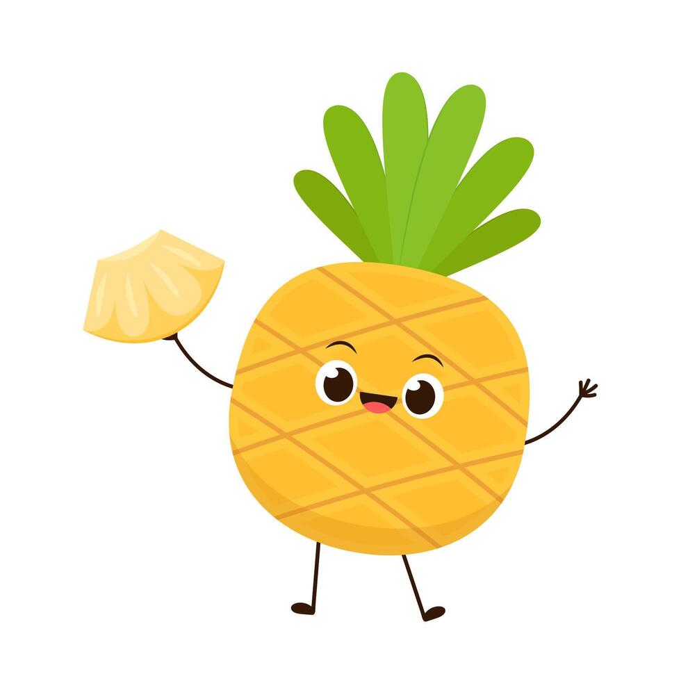 Pineapple character design.symbol. white background. vector