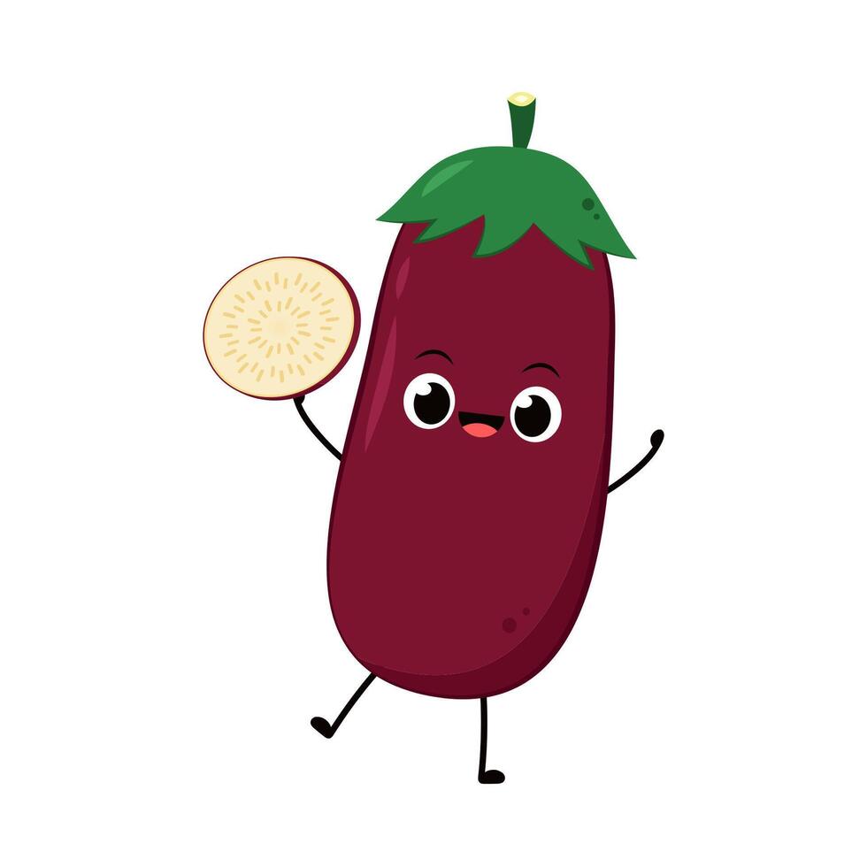 Eggplant on white background. Eggplant character design. vector
