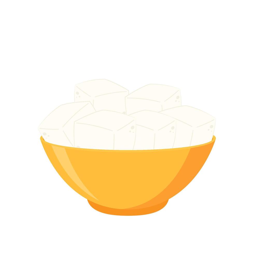 White Tofu . Tofu cartoon style isolated on white background. Vegetarian nutrition, healthy food. vector