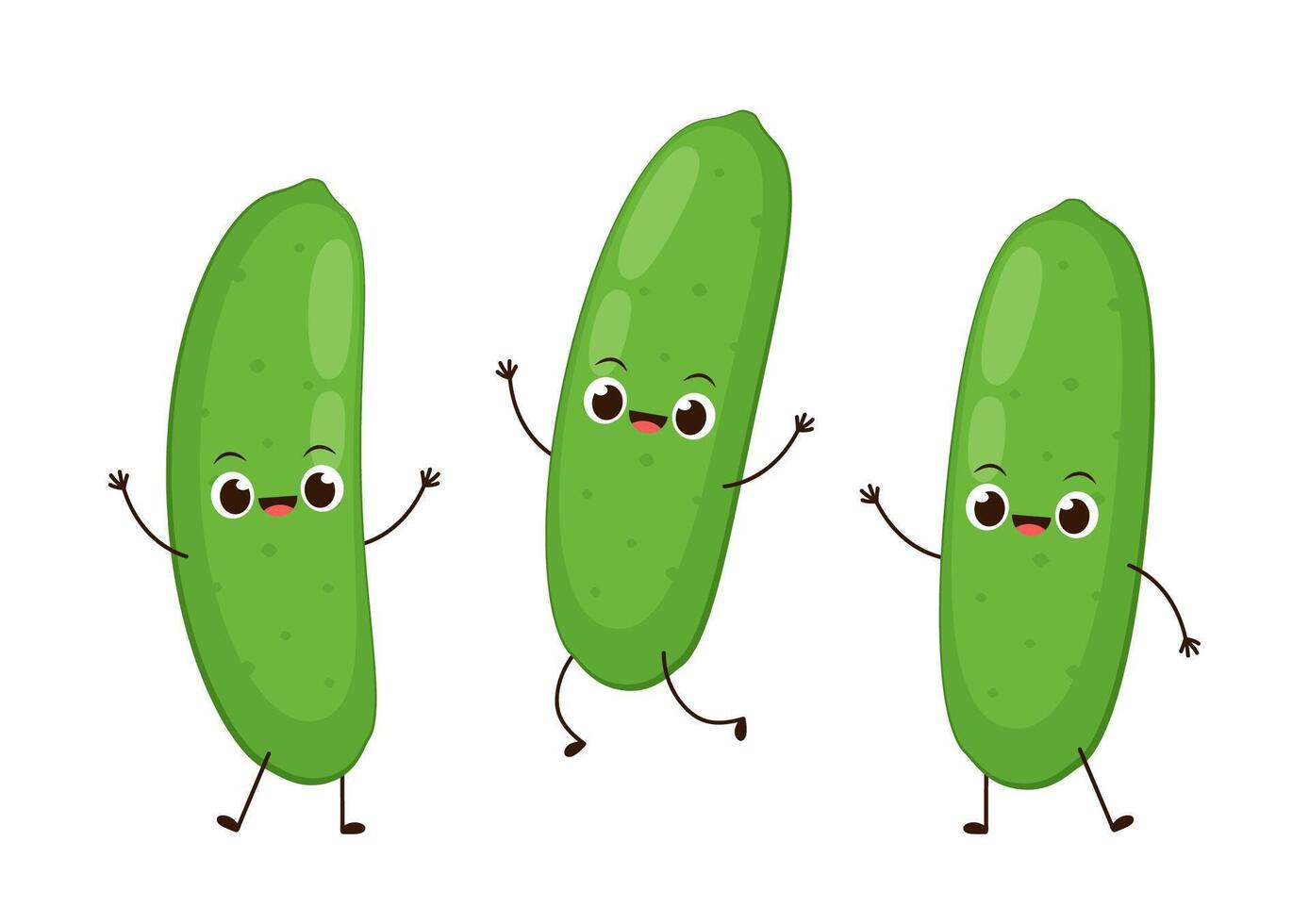 Cucumber. Cute cartoon vegetable character isolated on white background. Cucumber mascot. vector
