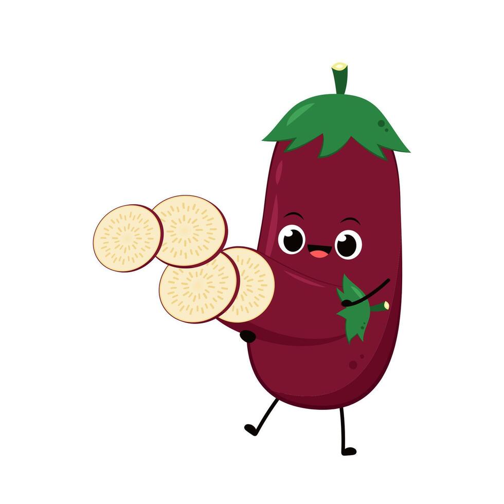 Eggplant on white background. Eggplant character design. vector