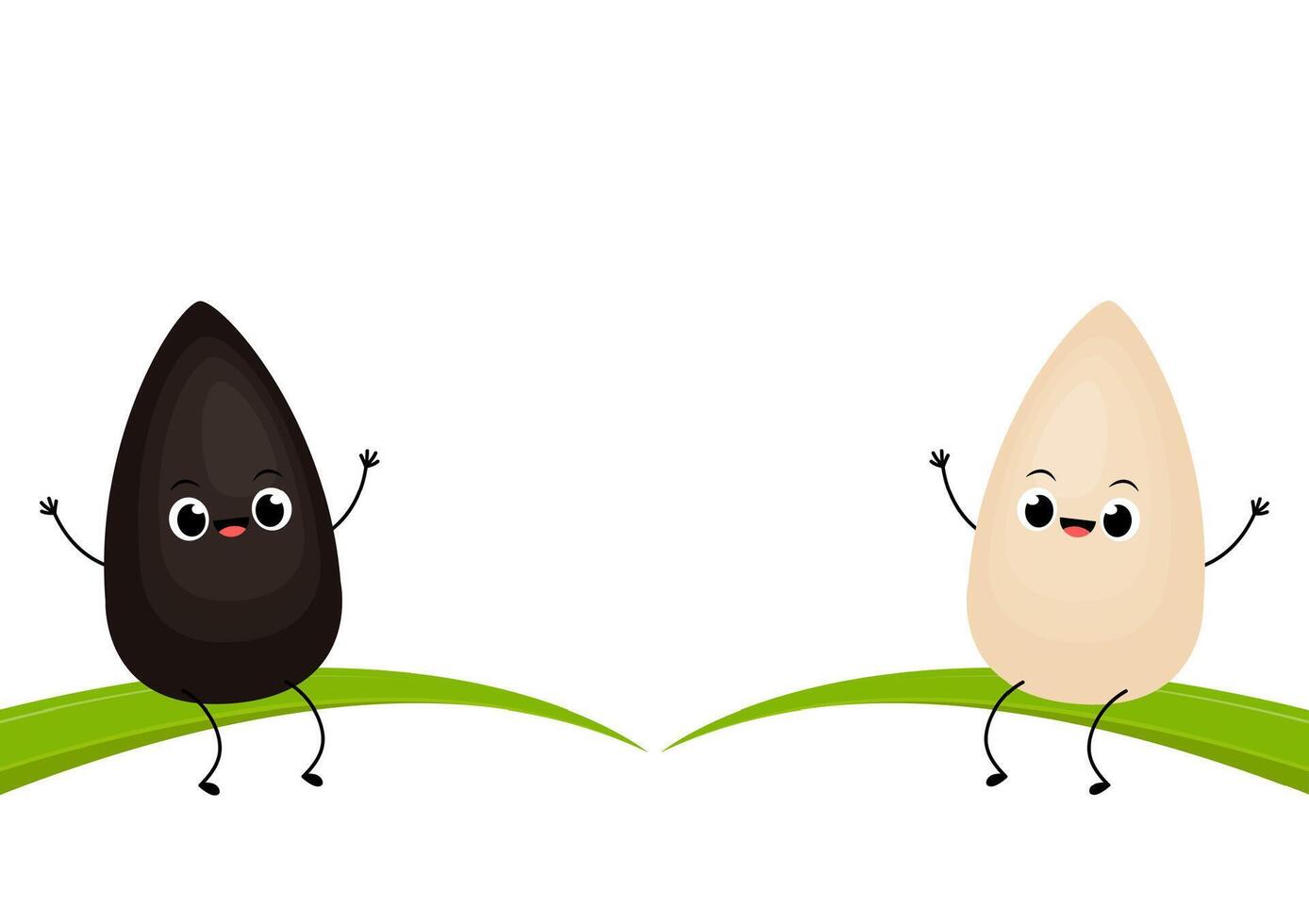 Black and white sesame seed character. Sesame seed on white background. vector