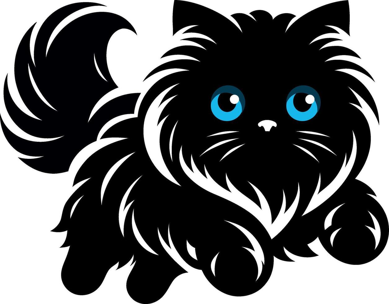 The Persian cat jumping silhouette on white vector