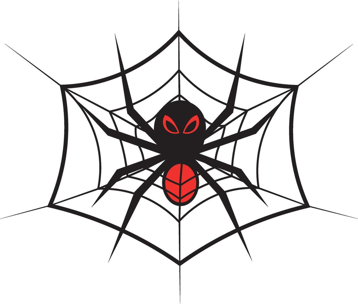 A spider web with a Black spider, Halloween widow black spider illustration. vector