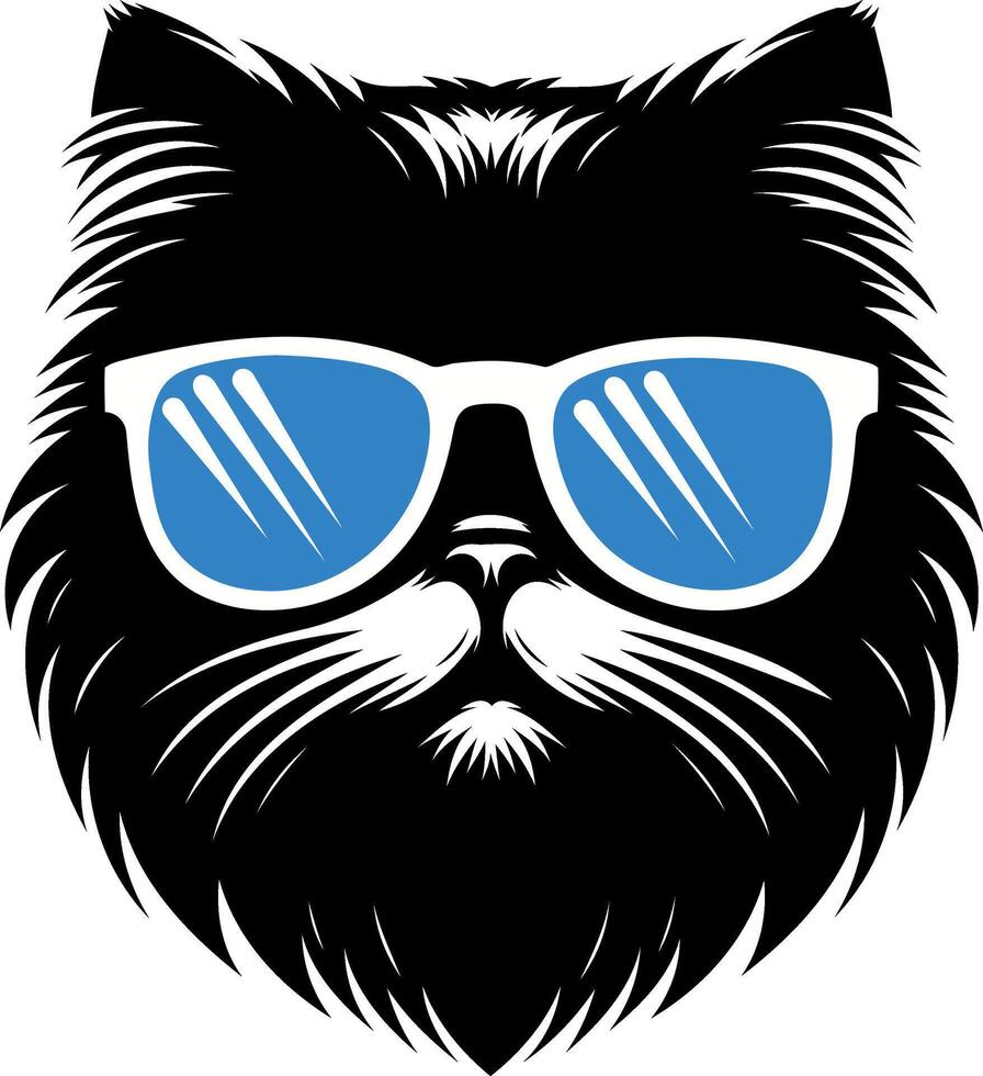Persian cat wearing blue sunglass silhouette for t shirt design vector