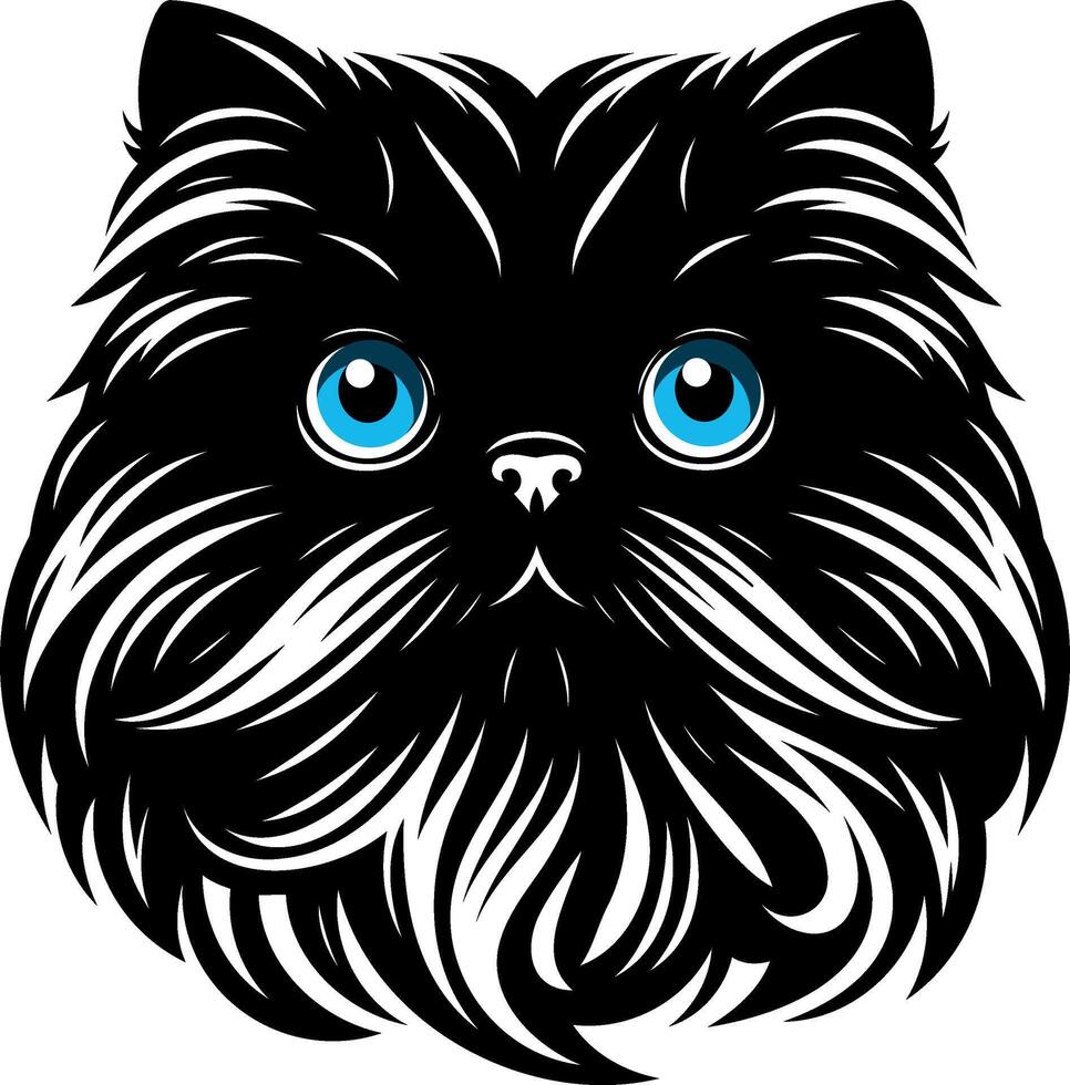 The elegance and simplicity of the Persian cat face silhouette vector
