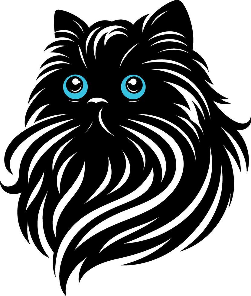 A Persian cat head silhouette and logo design. vector