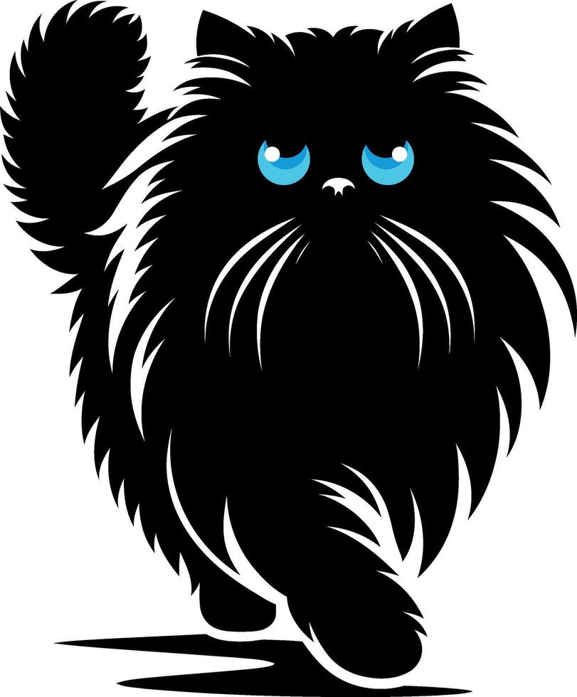 Persian cat walking beautiful silhouette isolated on white vector