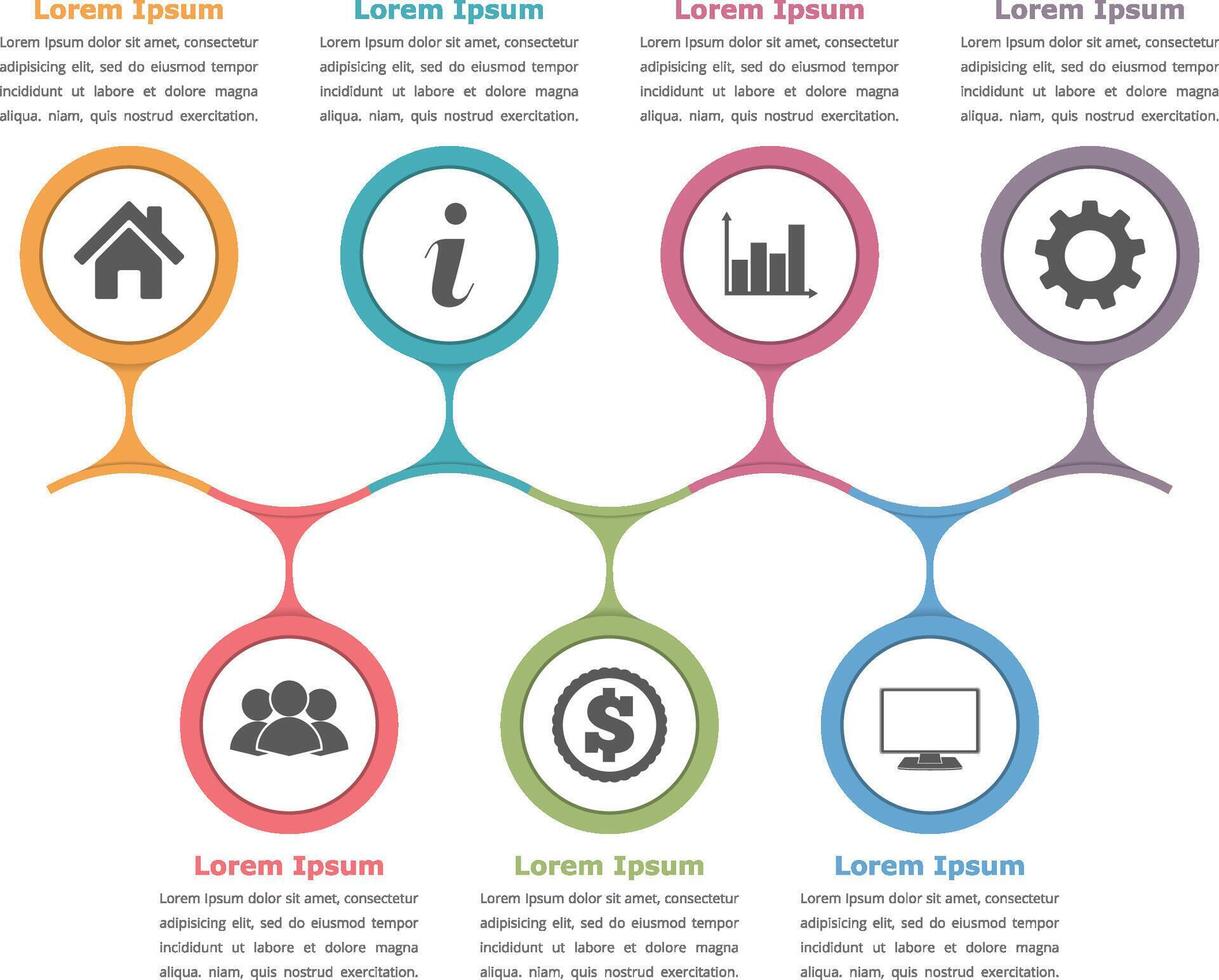 Flow chart template with icons and text, process diagram, business infographics vector